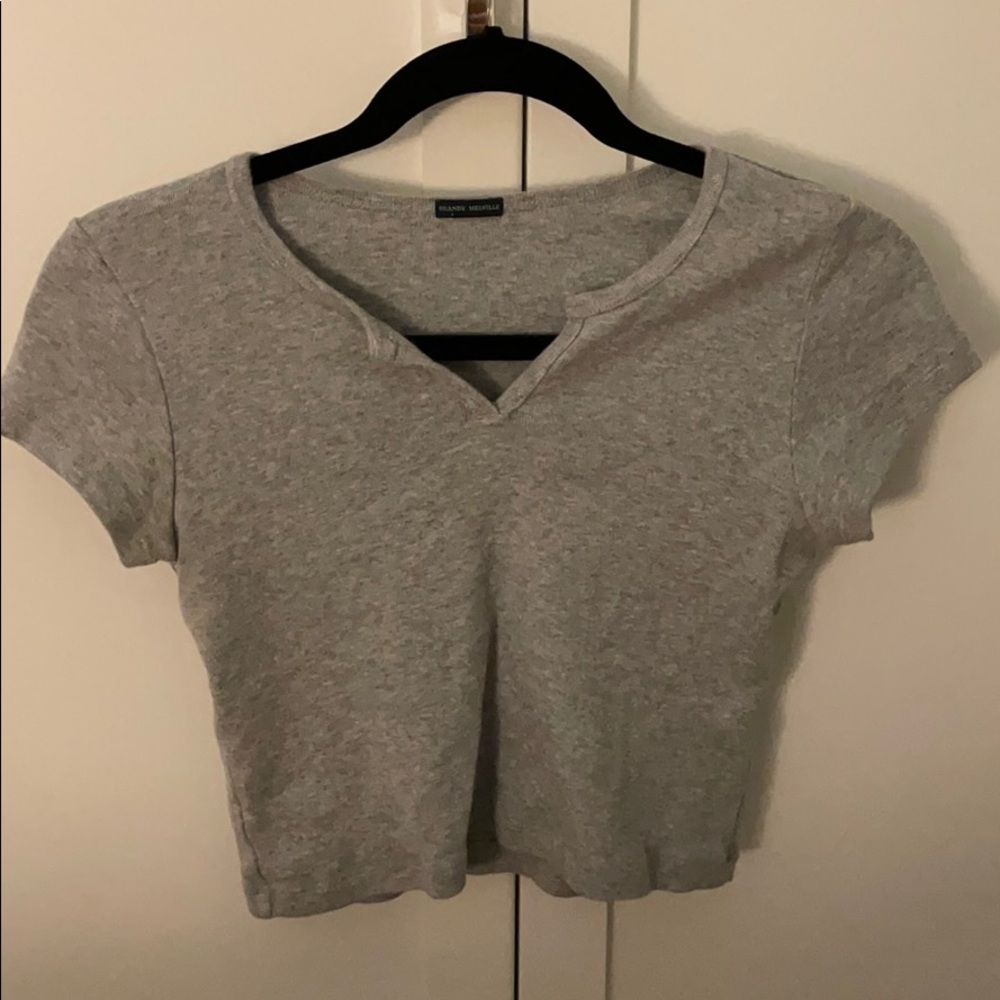 grey brandy melville notch neck tee